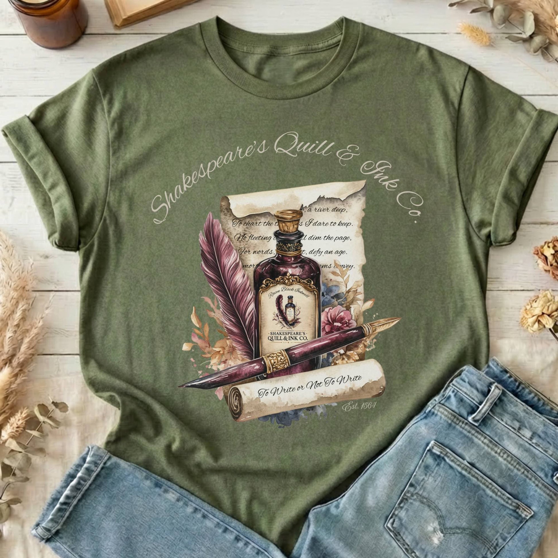 T-Shirts Military Green / S Shakespeare's Quill & Ink Co. T-Shirt The Mystic Eden