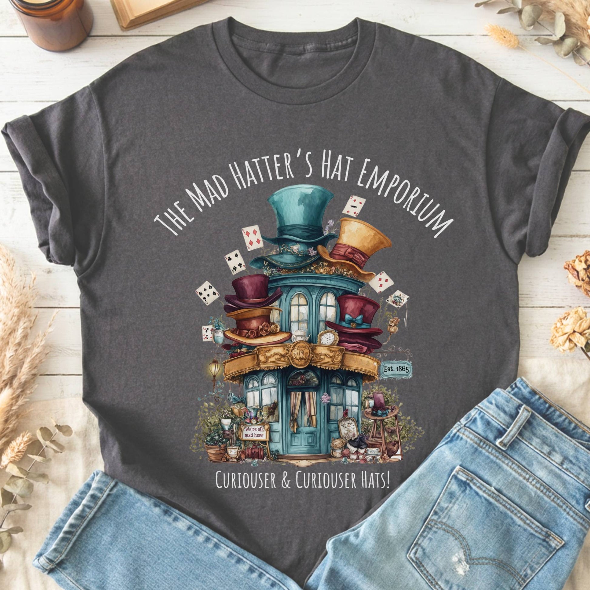 T-Shirts Charcoal / S The Mad Hatter's Hat Emporium T-Shirt The Mystic Eden