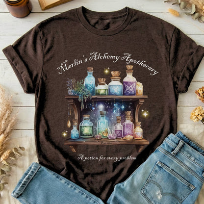 T-Shirts Dark Chocolate / S Merlin's Alchemy Apothecary T-Shirt The Mystic Eden