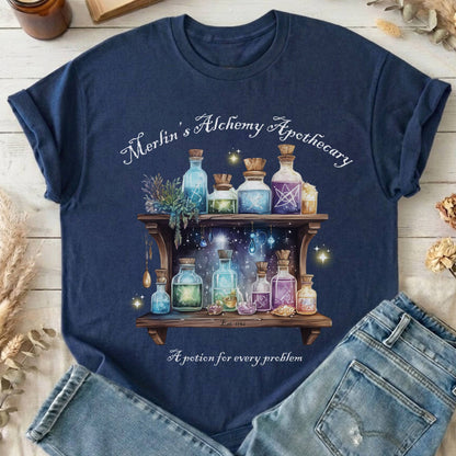 T-Shirts Navy / S Merlin's Alchemy Apothecary T-Shirt The Mystic Eden