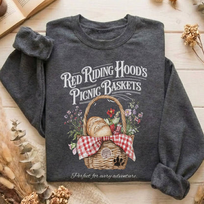 Sweatshirt Dark Heather / S Red Riding Hood's Picnic Baskets Sweatshirt The Mystic Eden