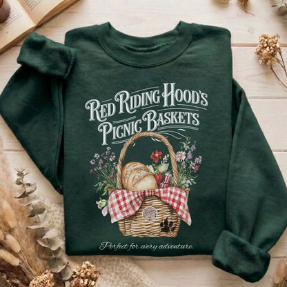Sweatshirt Forest Green / S Red Riding Hood's Picnic Baskets Sweatshirt The Mystic Eden