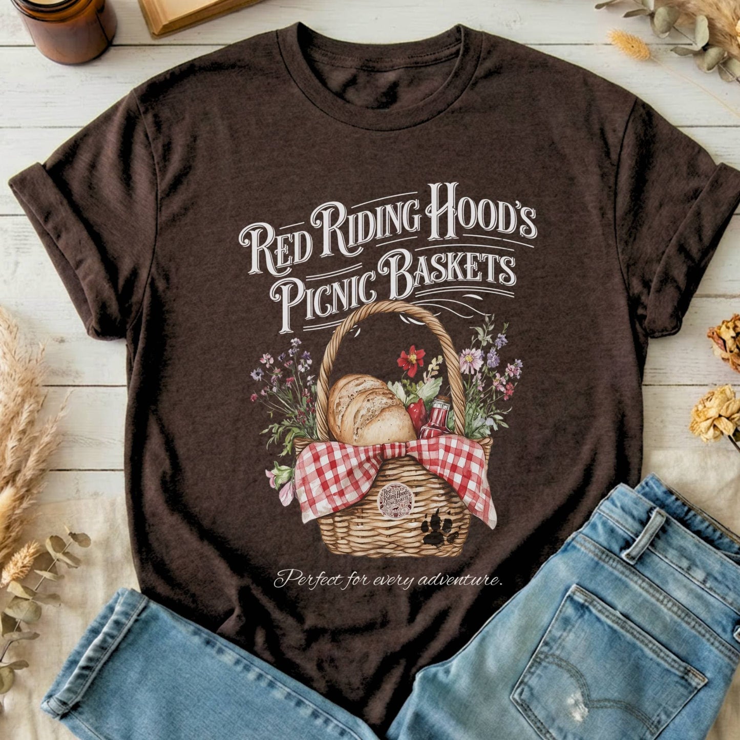 T-Shirts Dark Chocolate / S Red Riding Hood's Picnic Baskets T-Shirt The Mystic Eden