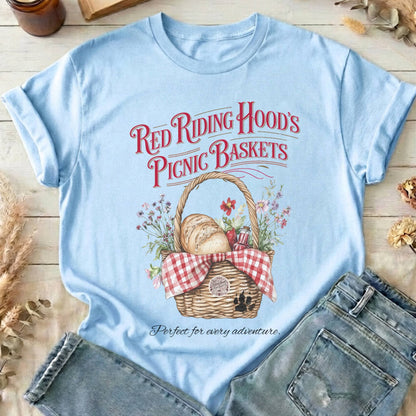 T-Shirts Light Blue / S Red Riding Hood's Picnic Baskets T-Shirt The Mystic Eden