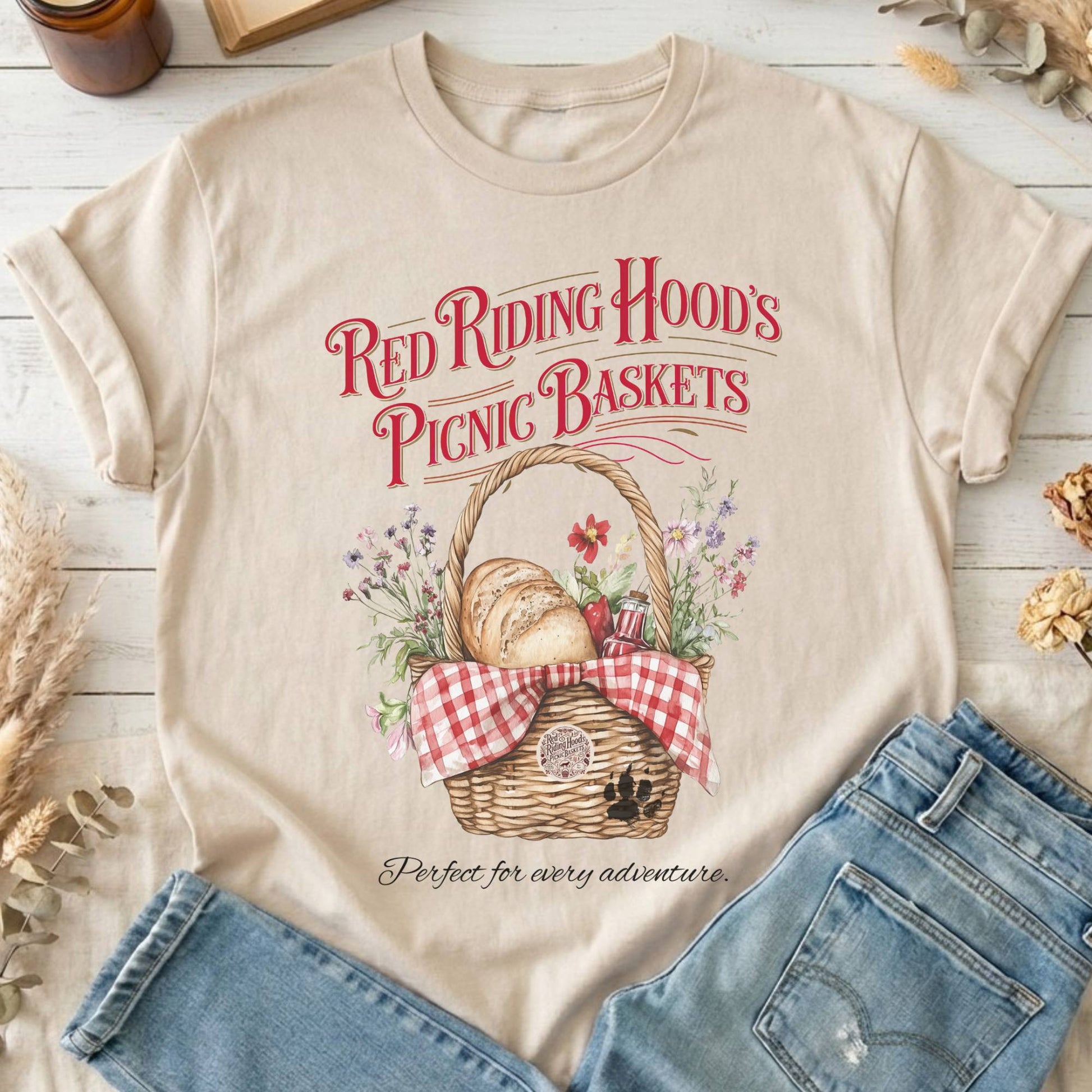 T-Shirts Sand / S Red Riding Hood's Picnic Baskets T-Shirt The Mystic Eden