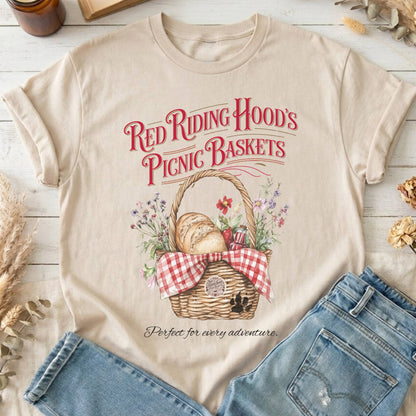 T-Shirts Sand / S Red Riding Hood's Picnic Baskets T-Shirt The Mystic Eden