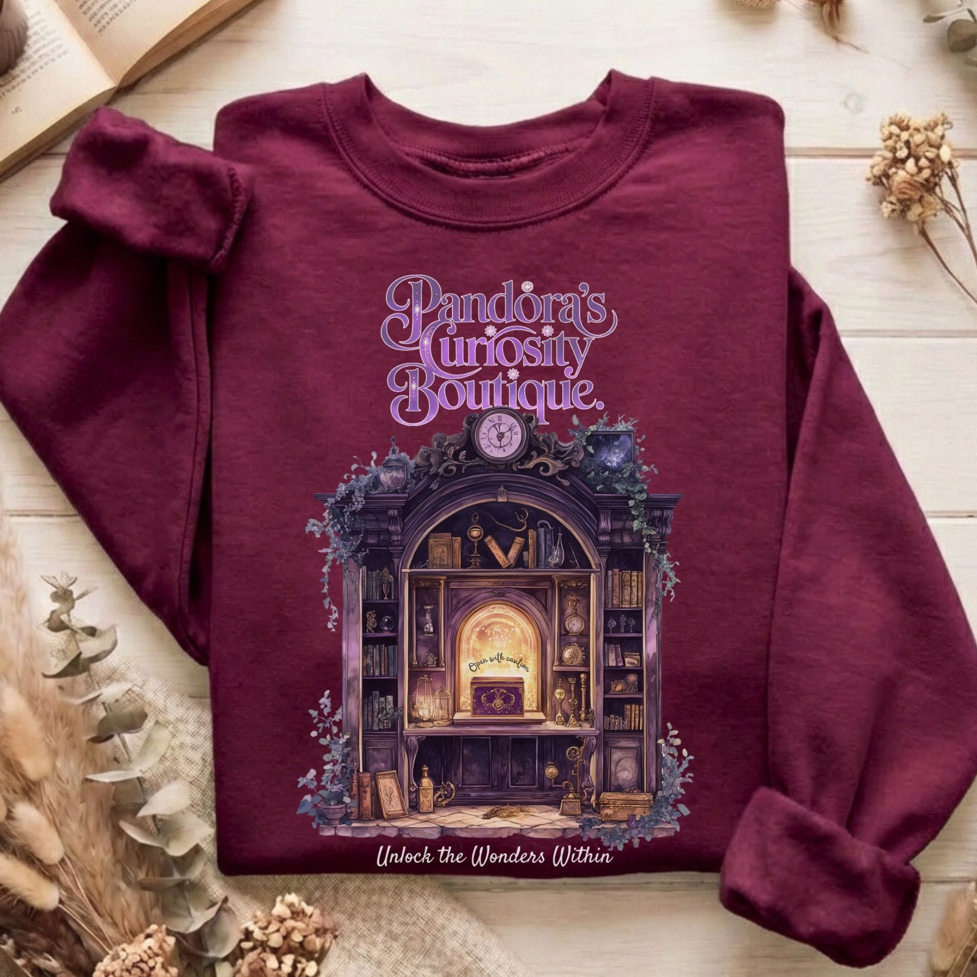 Sweatshirt Maroon / S Pandora's Curiosity Boutique Sweatshirt The Mystic Eden