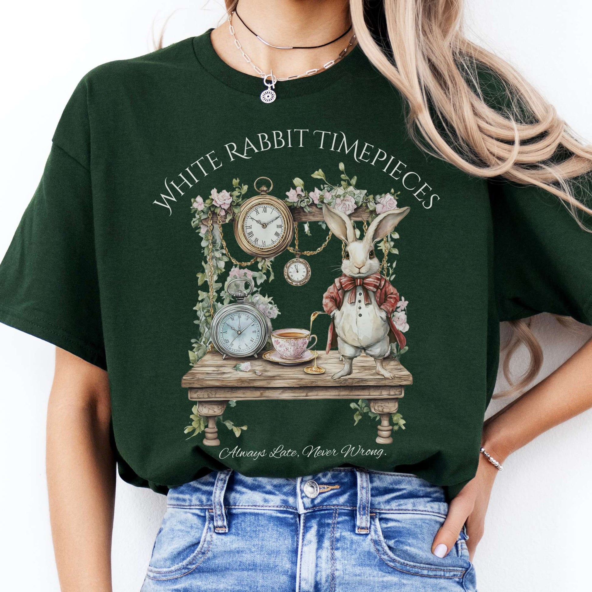 T-Shirts White Rabbit Timepieces Alice in Wonderland T-Shirt The Mystic Eden