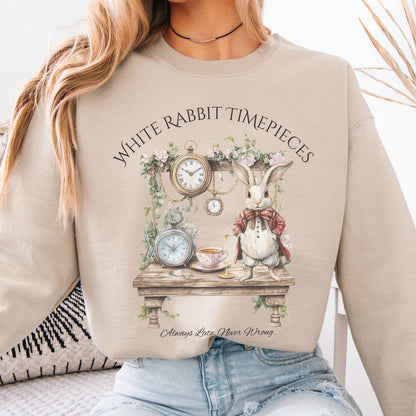 Sweatshirt White Rabbit Timepieces Alice in Wonderland Sweatshirt The Mystic Eden