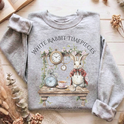 Sweatshirt Sport Grey / S White Rabbit Timepieces Alice in Wonderland Sweatshirt The Mystic Eden