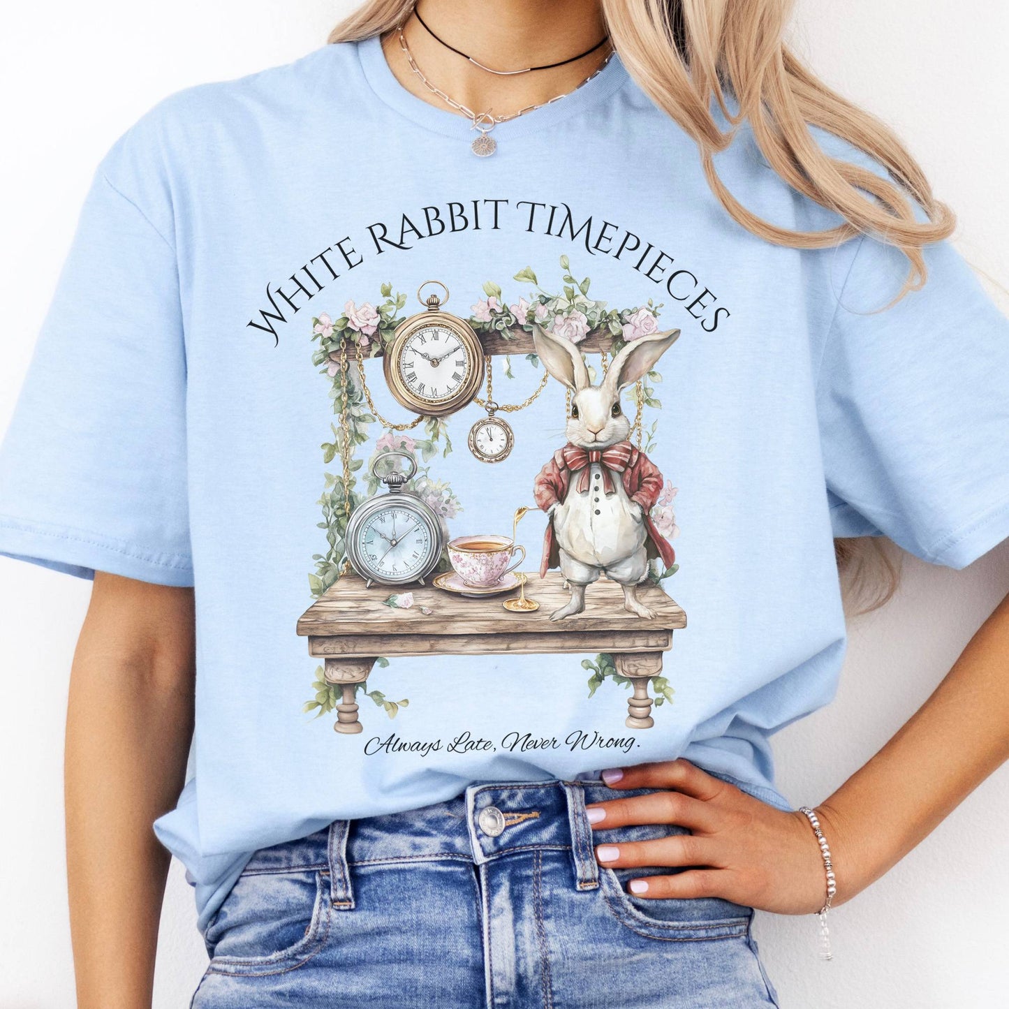 T-Shirts White Rabbit Timepieces Alice in Wonderland T-Shirt The Mystic Eden