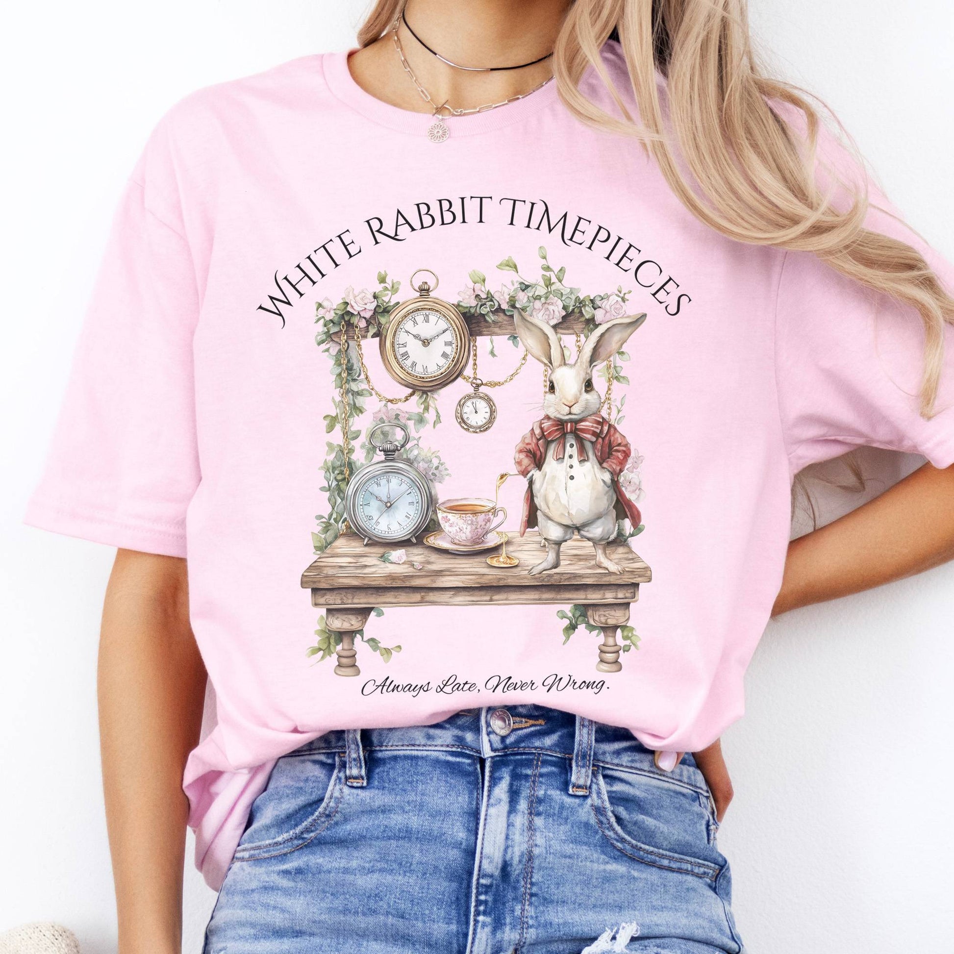 T-Shirts White Rabbit Timepieces Alice in Wonderland T-Shirt The Mystic Eden
