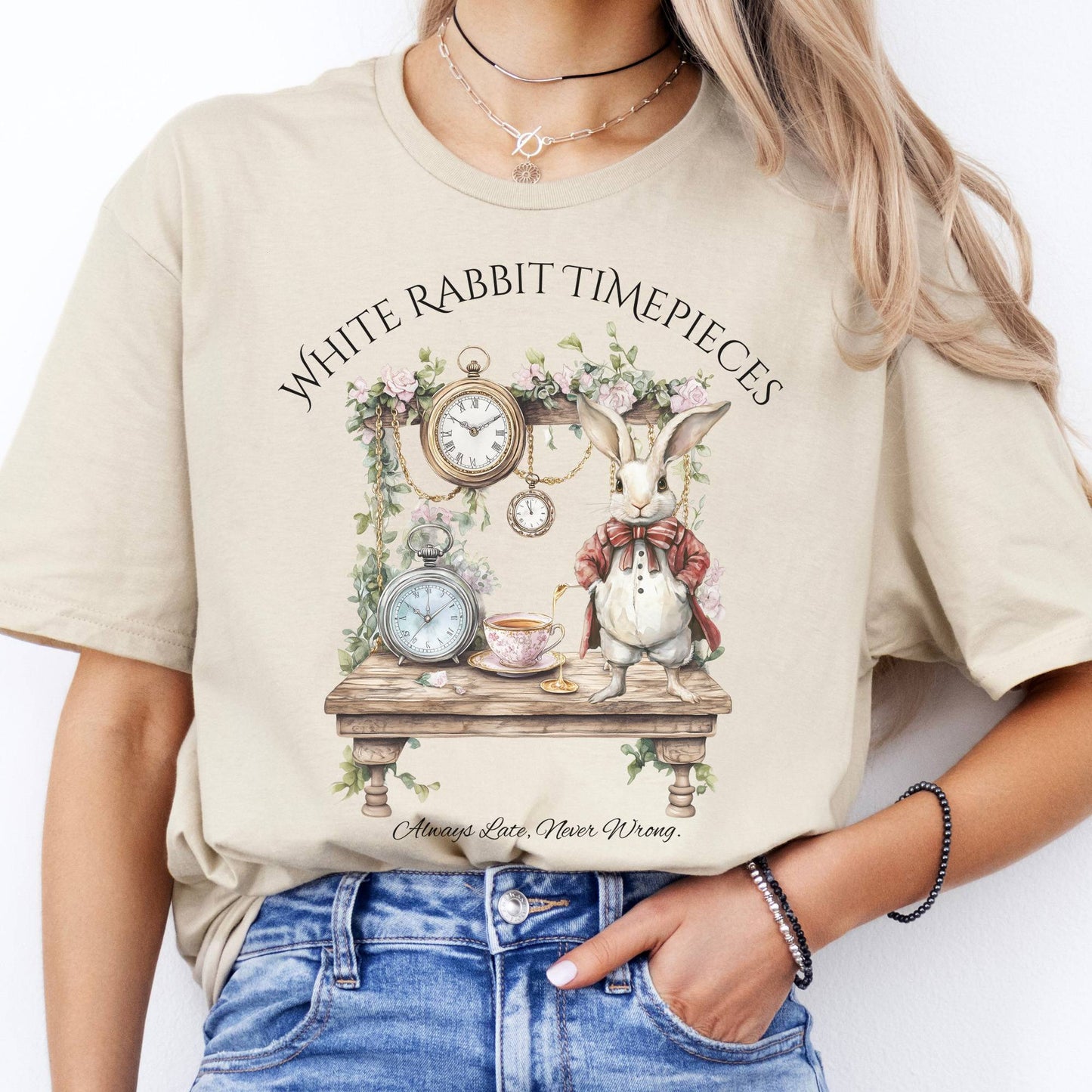 T-Shirts White Rabbit Timepieces Alice in Wonderland T-Shirt The Mystic Eden
