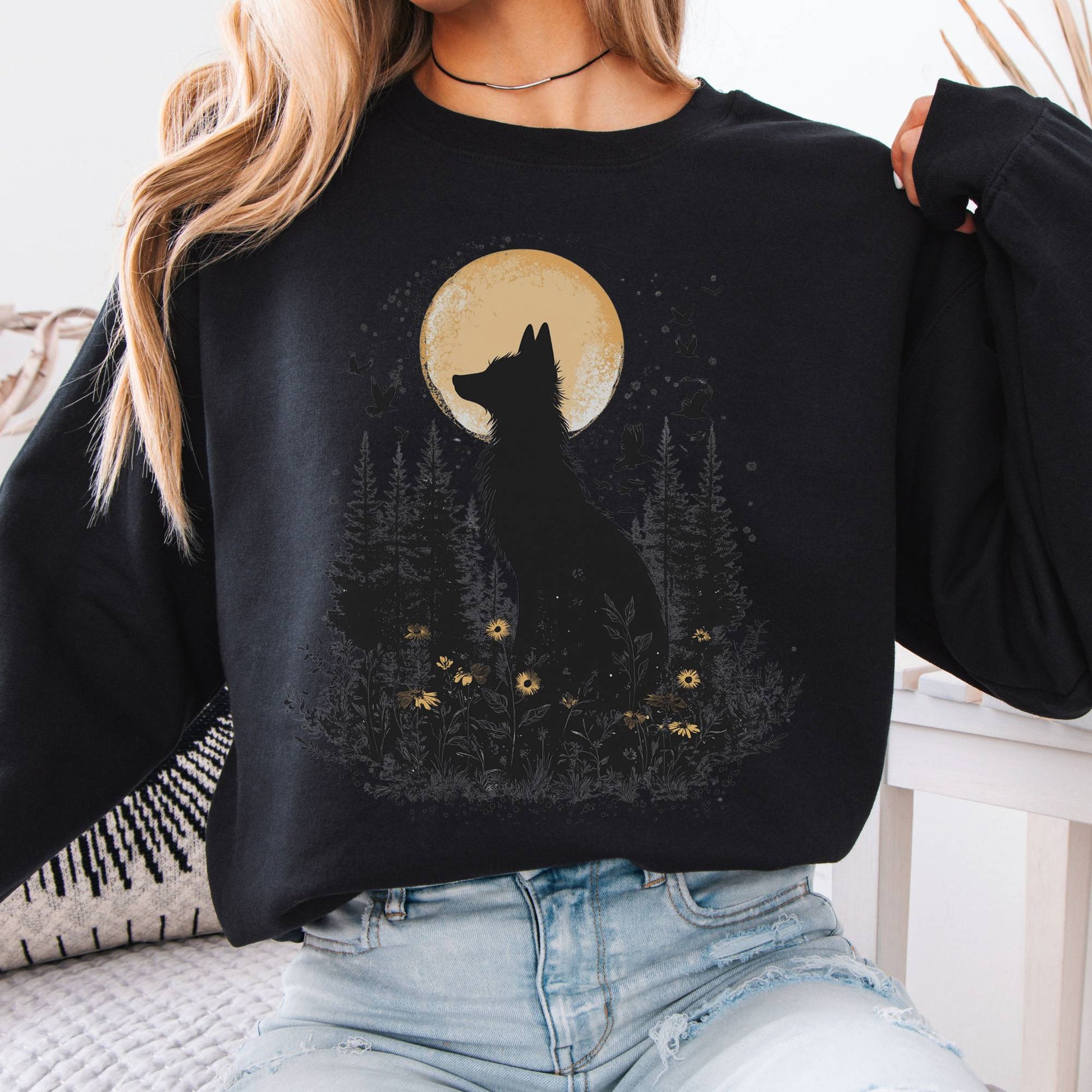 Sweatshirt Mystical Moonlit Fox Sweatshirt The Mystic Eden