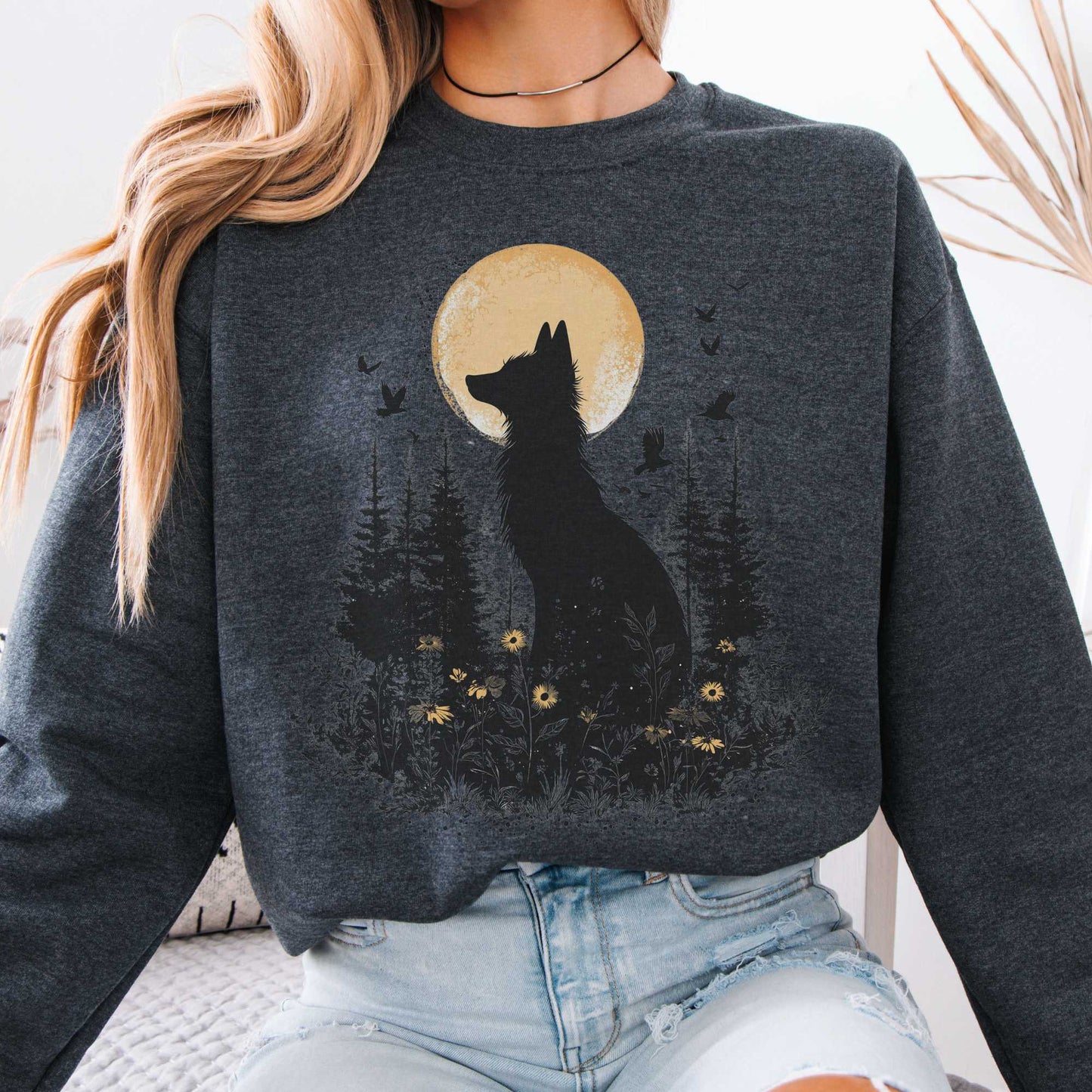 Sweatshirt Mystical Moonlit Fox Sweatshirt The Mystic Eden