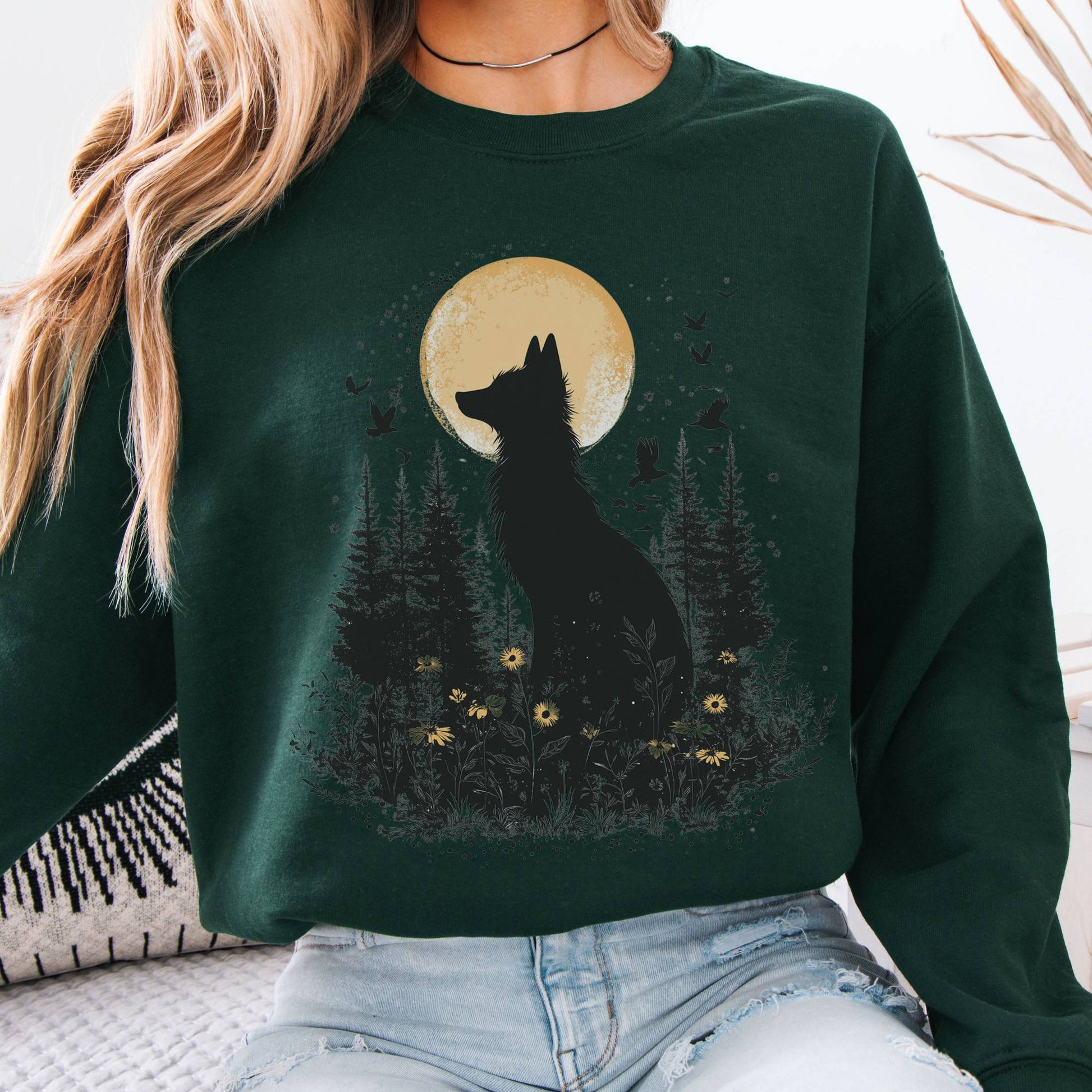 Sweatshirt Mystical Moonlit Fox Sweatshirt The Mystic Eden