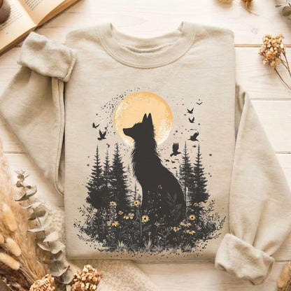 Sweatshirt Sand / S Mystical Moonlit Fox Sweatshirt The Mystic Eden