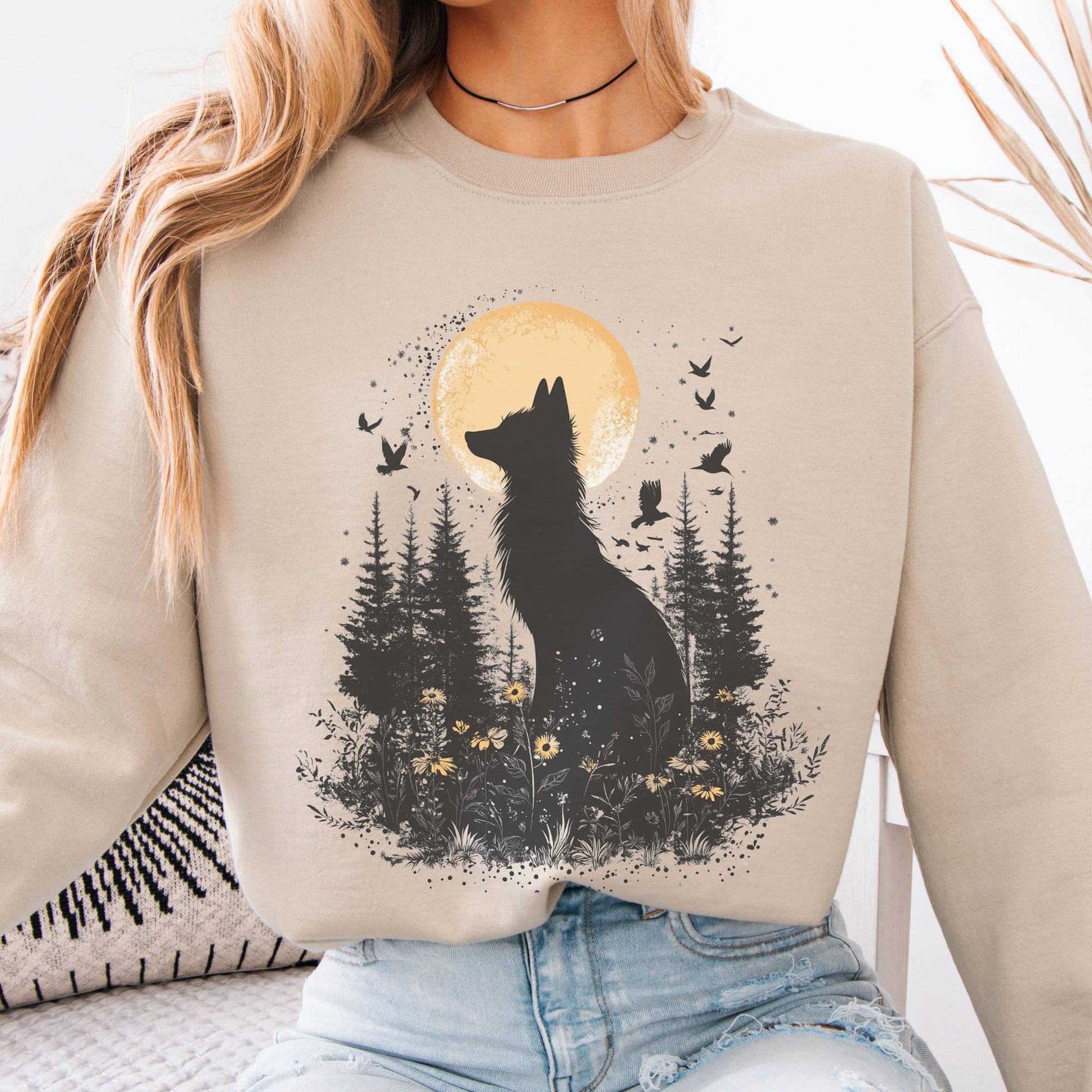 Sweatshirt Mystical Moonlit Fox Sweatshirt The Mystic Eden