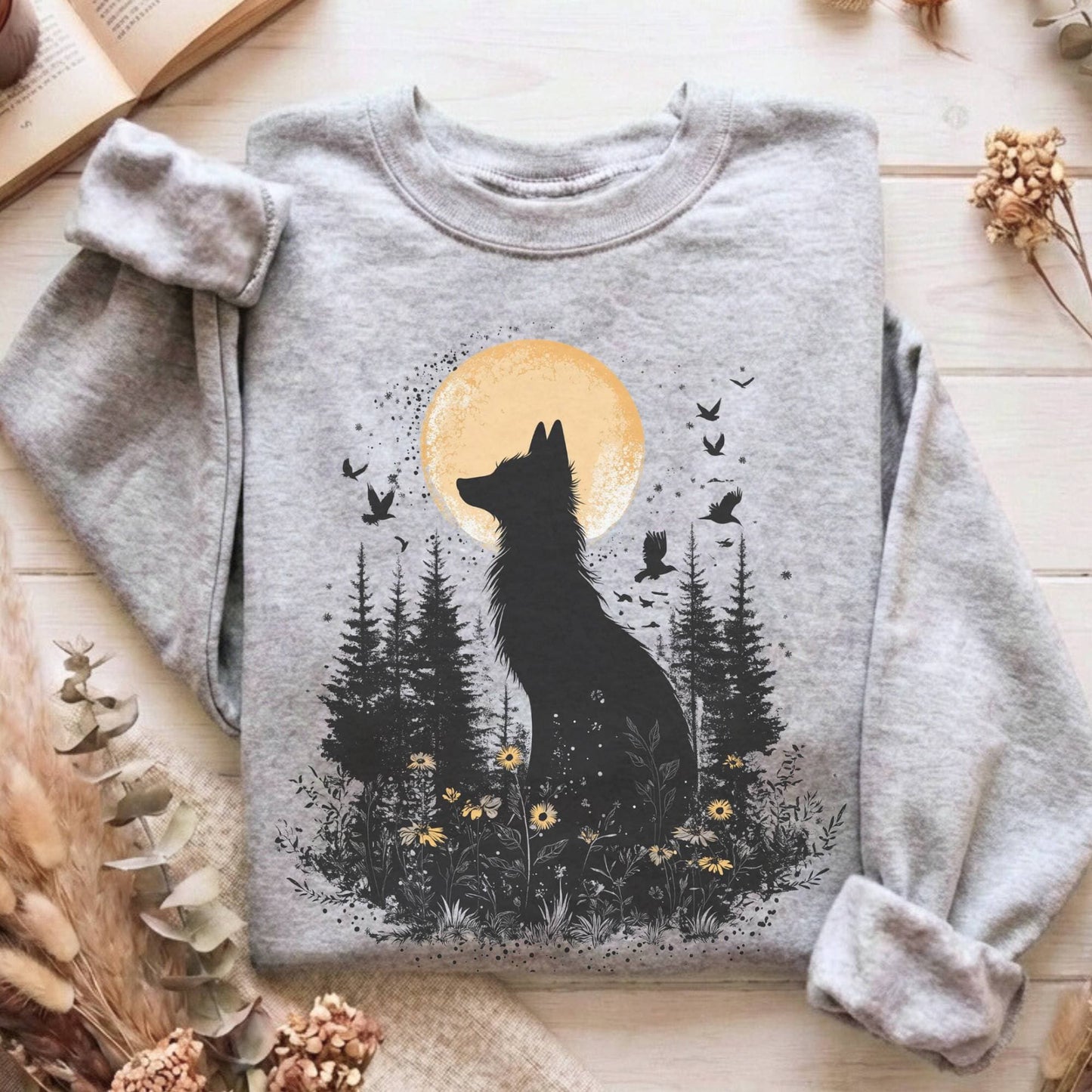 Sweatshirt Sport Grey / S Mystical Moonlit Fox Sweatshirt The Mystic Eden