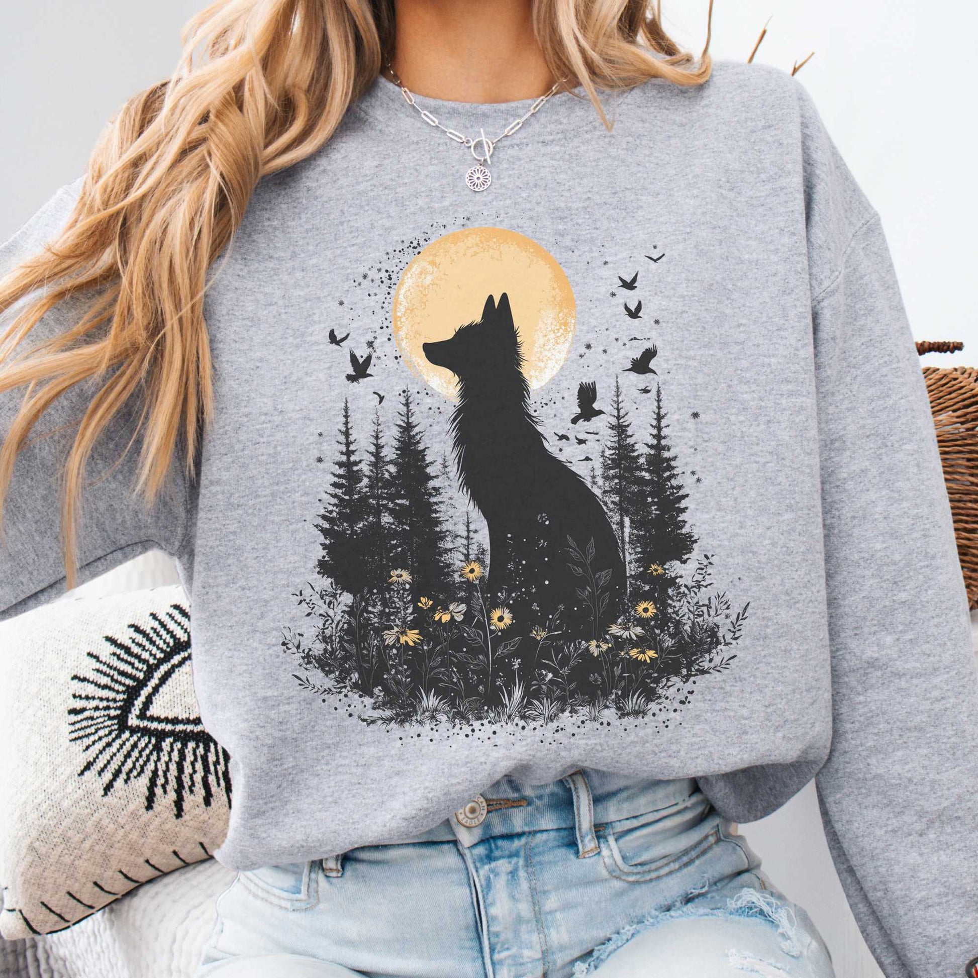 Sweatshirt Mystical Moonlit Fox Sweatshirt The Mystic Eden