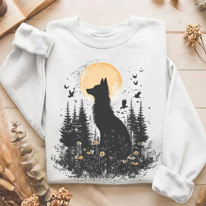 Sweatshirt White / S Mystical Moonlit Fox Sweatshirt The Mystic Eden