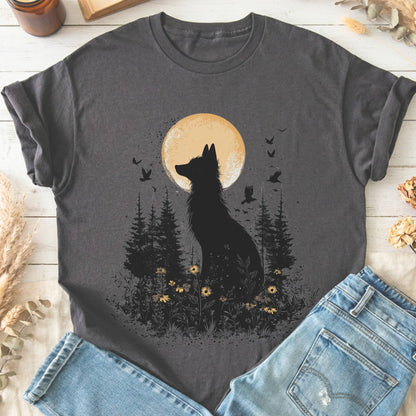 T-Shirts Charcoal / S Mystical Moonlit Fox T-Shirt The Mystic Eden
