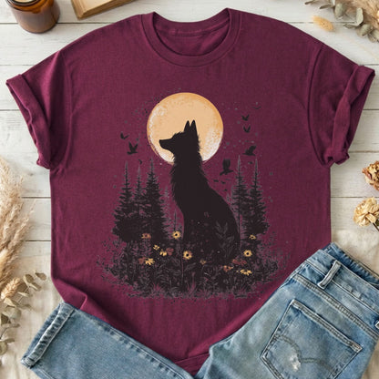 T-Shirts Maroon / S Mystical Moonlit Fox T-Shirt The Mystic Eden