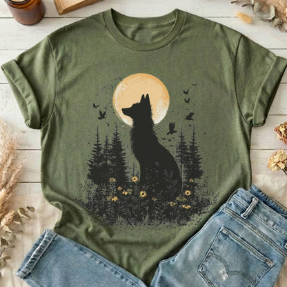 T-Shirts Military Green / S Mystical Moonlit Fox T-Shirt The Mystic Eden