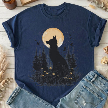 T-Shirts Navy / S Mystical Moonlit Fox T-Shirt The Mystic Eden