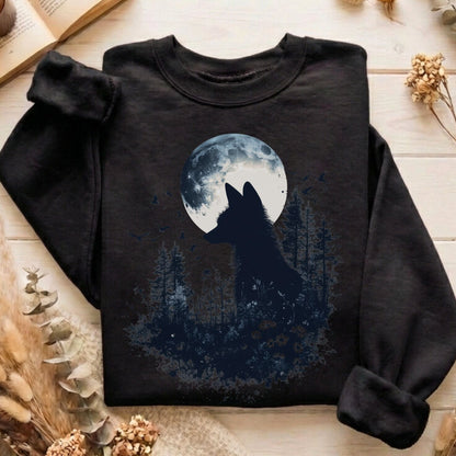 Sweatshirt Black / S Moonlit Fox Silhouette Sweatshirt The Mystic Eden
