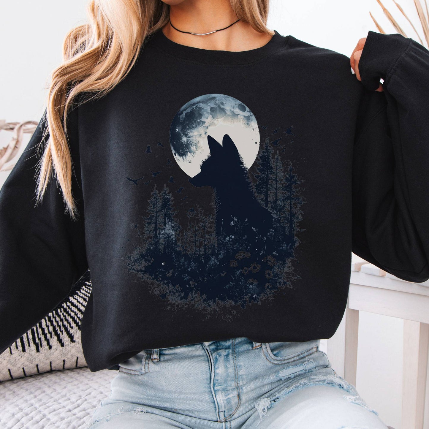 Sweatshirt Moonlit Fox Silhouette Sweatshirt The Mystic Eden