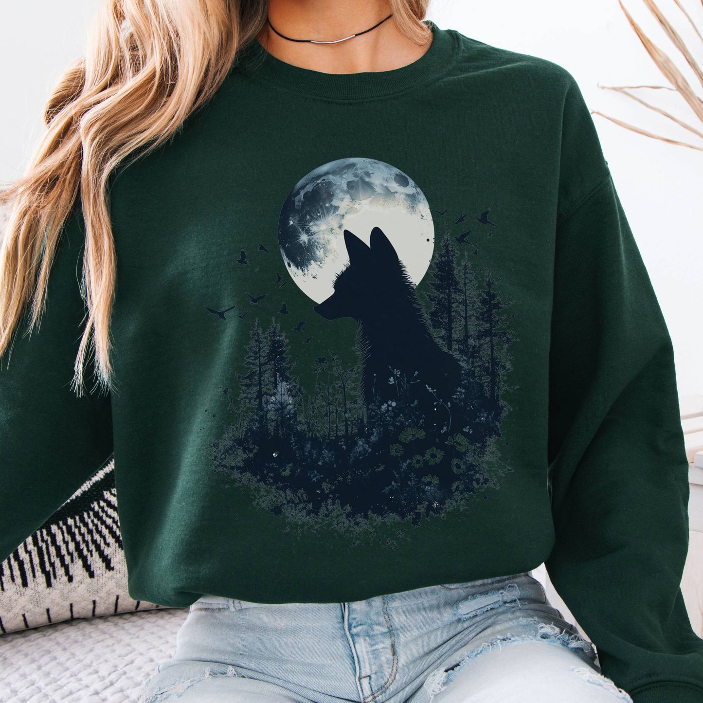 Sweatshirt Moonlit Fox Silhouette Sweatshirt The Mystic Eden