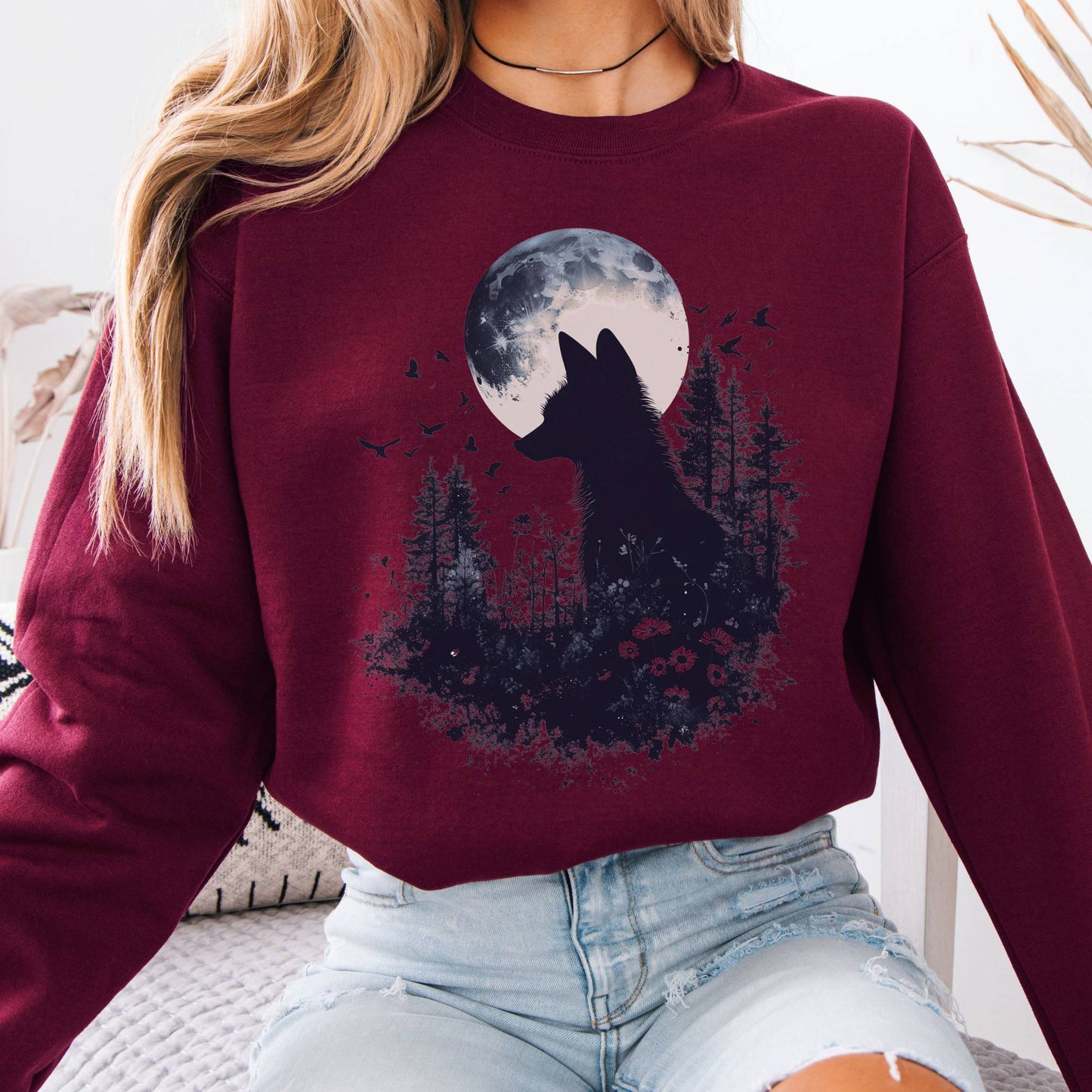 Sweatshirt Moonlit Fox Silhouette Sweatshirt The Mystic Eden