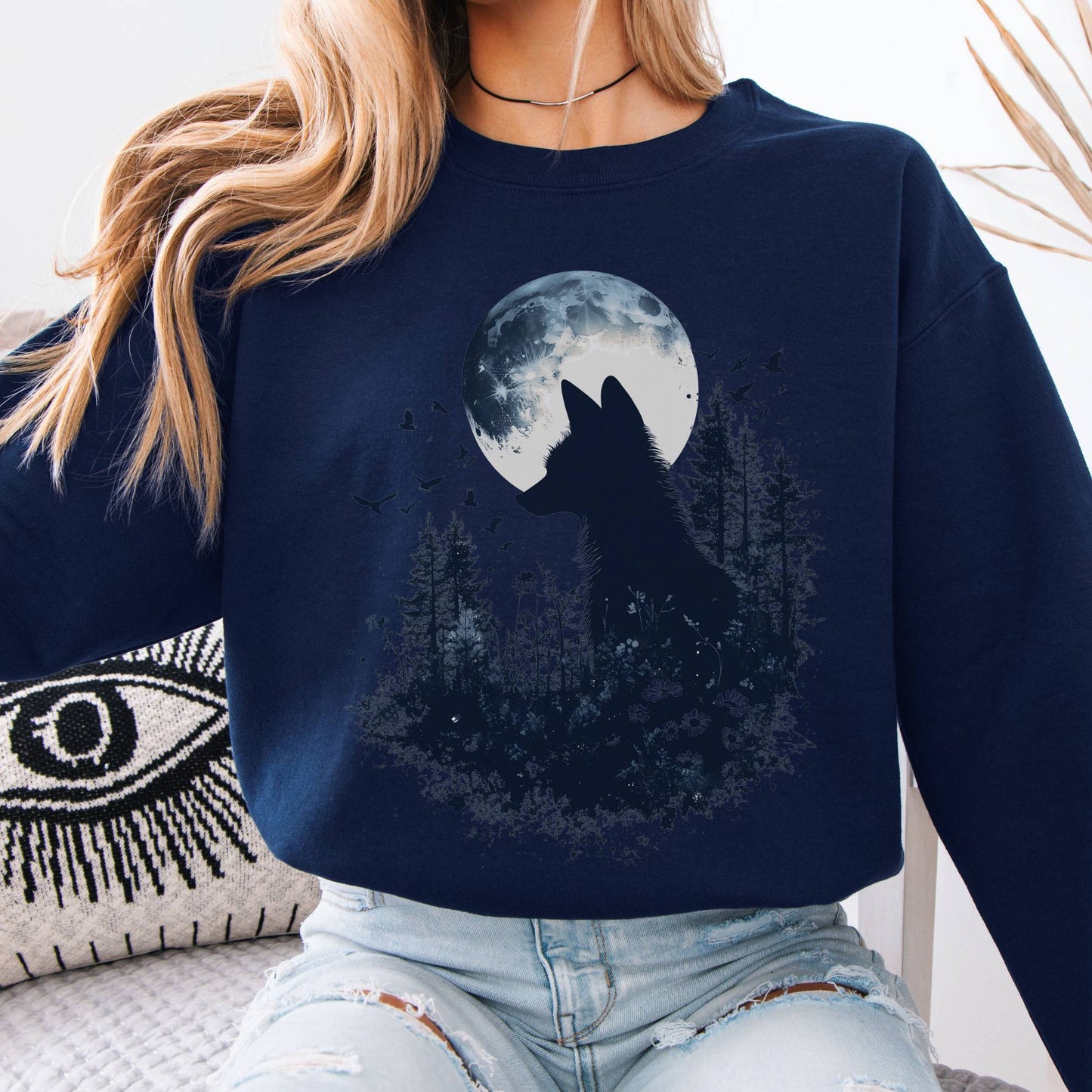 Sweatshirt Moonlit Fox Silhouette Sweatshirt The Mystic Eden