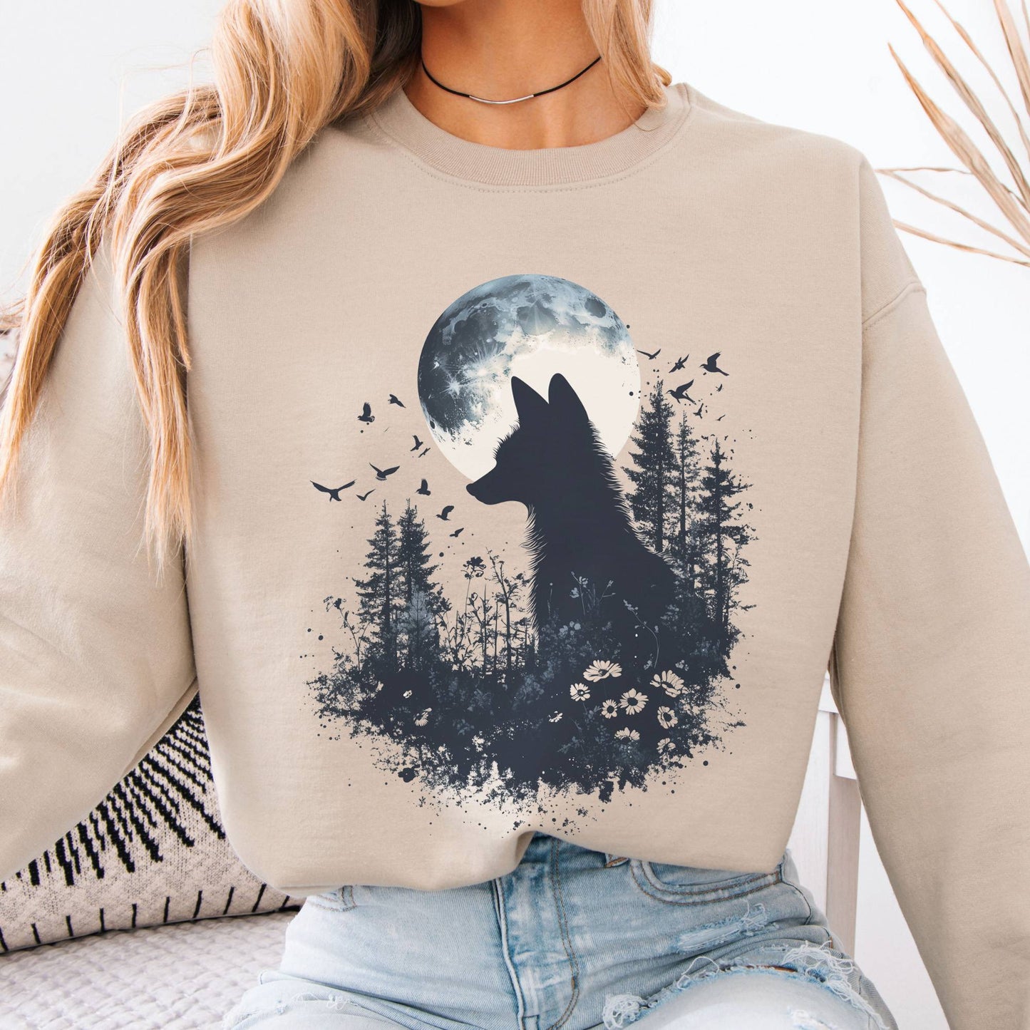 Sweatshirt Moonlit Fox Silhouette Sweatshirt The Mystic Eden