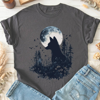 T-Shirts Charcoal / S Moonlit Fox Silhouette T-Shirt The Mystic Eden