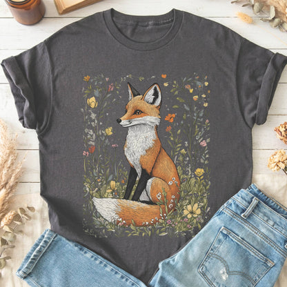 T-Shirt Charcoal / S Vintage Style Fox Cottagecore T-Shirt The Mystic Eden