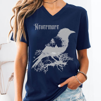 V-neck Navy / S The Raven Nevermore Poe V-Neck The Mystic Eden