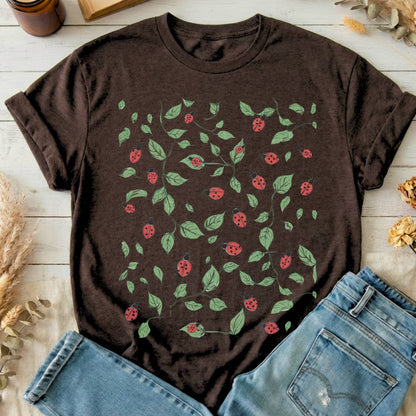 T-Shirts Dark Chocolate / S Ladybird Leaf Cottagecore T-Shirt The Mystic Eden