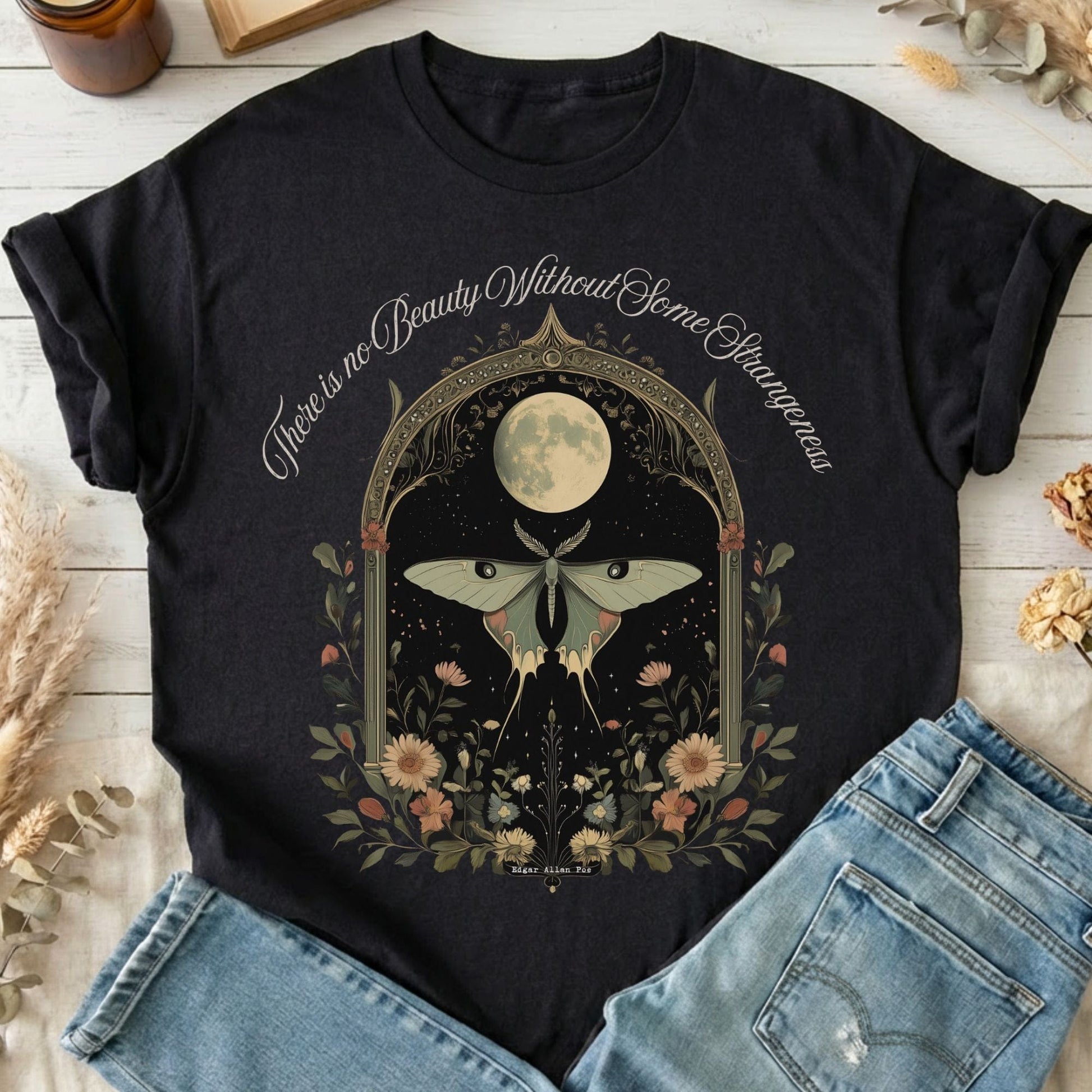 T-Shirts Black / S There is no Beauty Without Some Strangeness Poe T-Shirt The Mystic Eden