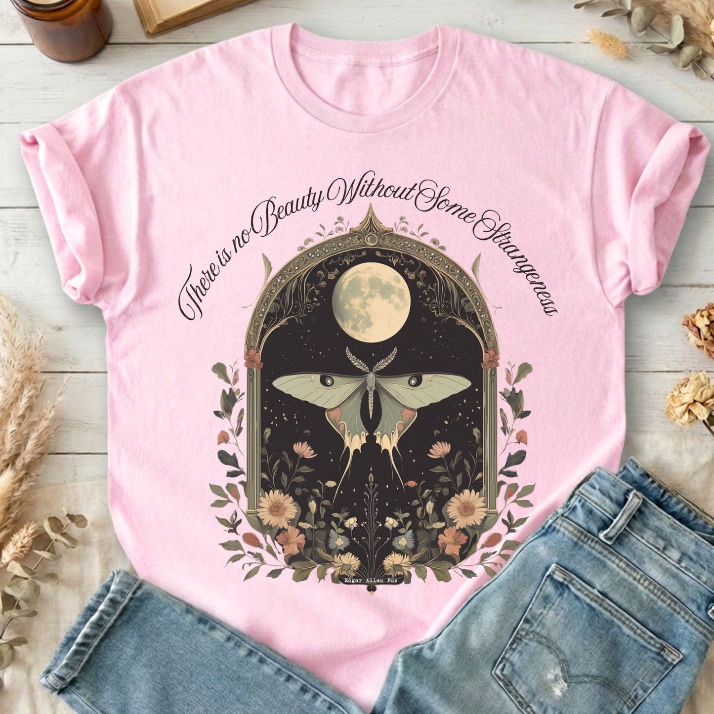 T-Shirts Light Pink / S There is no Beauty Without Some Strangeness Poe T-Shirt The Mystic Eden