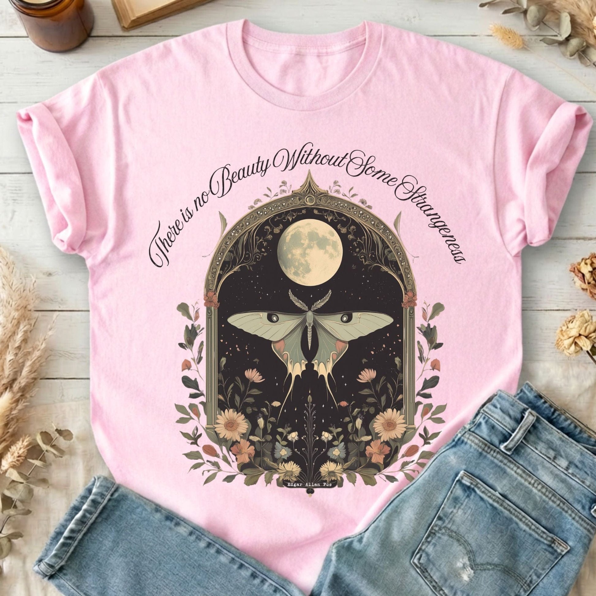 T-Shirts Light Pink / S There is no Beauty Without Some Strangeness Poe T-Shirt The Mystic Eden