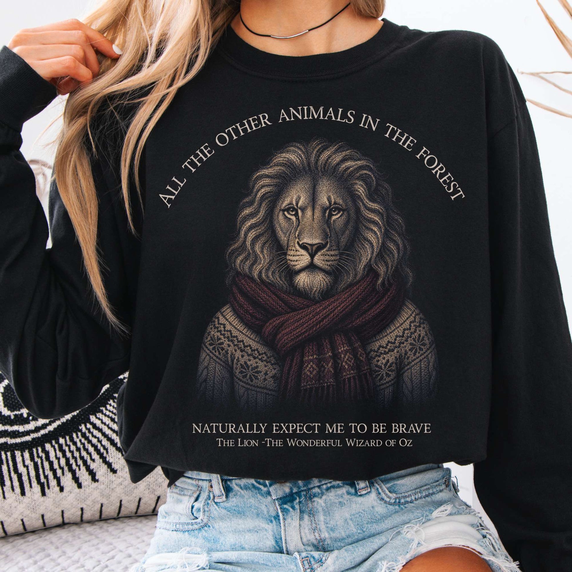 Long-sleeve Black / S All the Other Animals in the Forest Lion Oz Long Sleeve The Mystic Eden