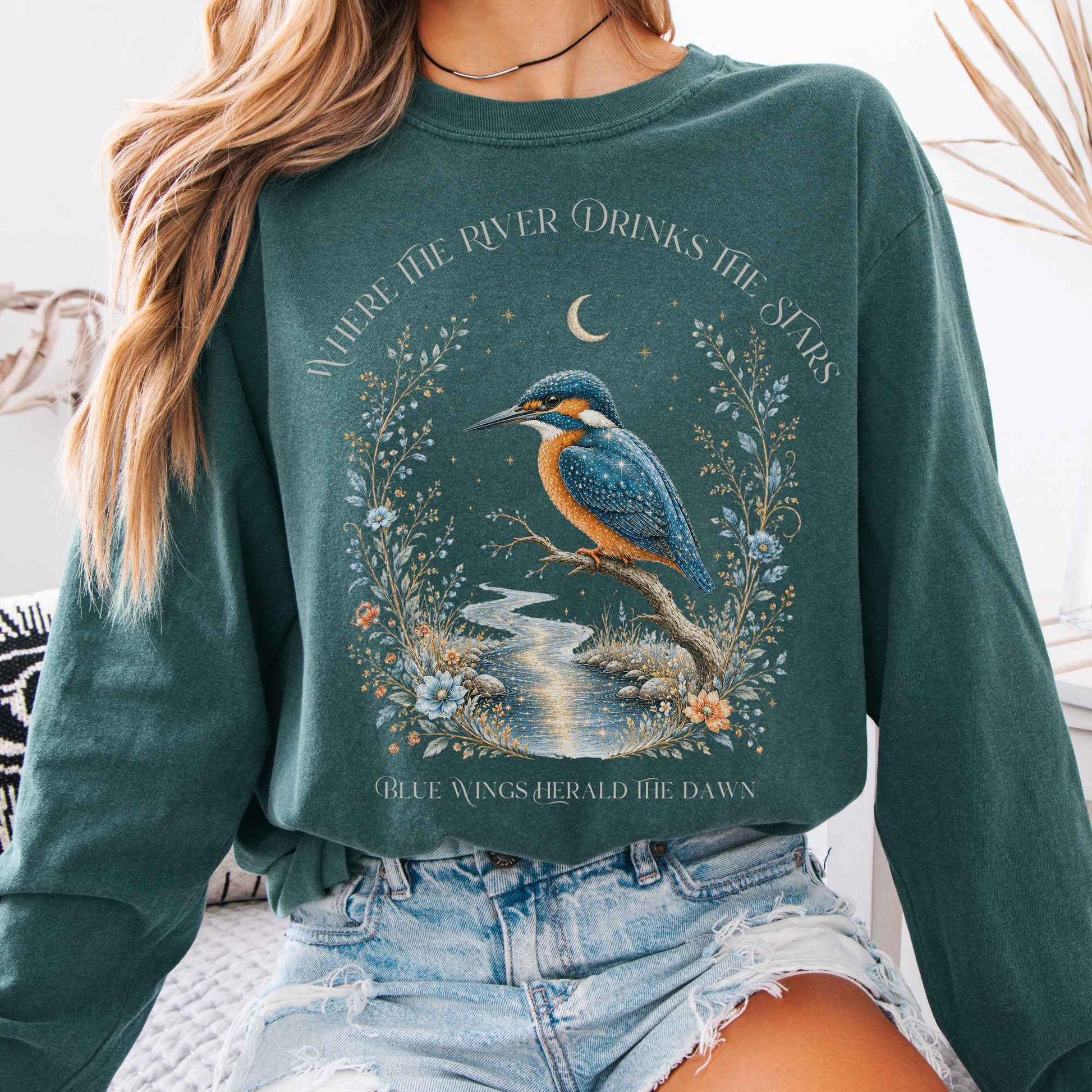 Long-sleeve Blue Spruce / S Where the River Drinks the Stars Long Sleeve The Mystic Eden