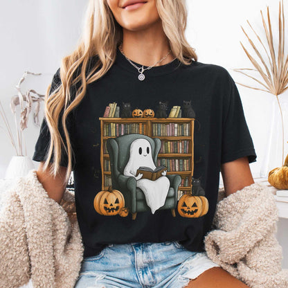 Cute Reading Ghosts & Black Cats Shirt