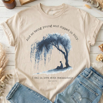 T-Shirt Sand / S And So Being Young Edgar Allan Poe T-Shirt The Mystic Eden