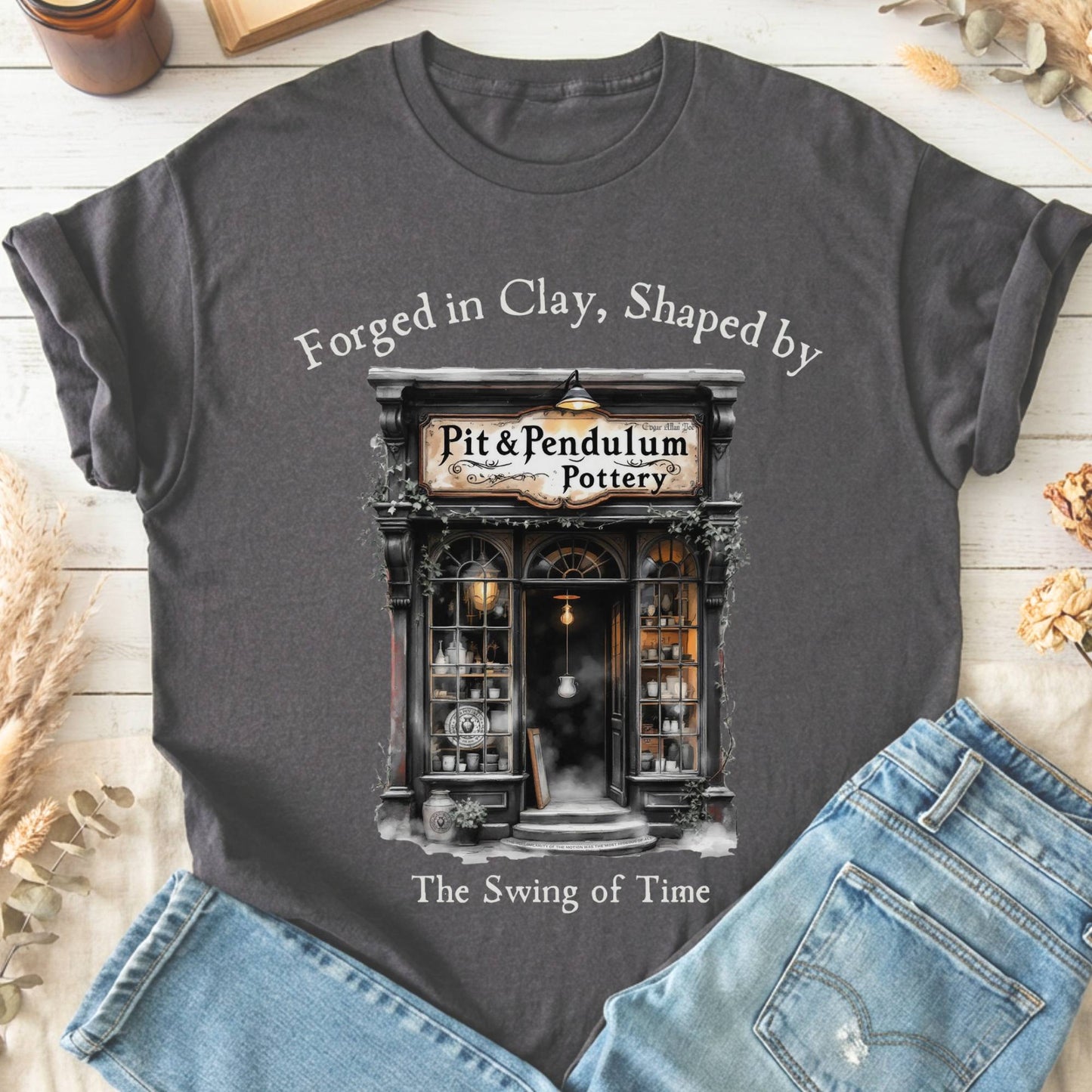 T-Shirt Charcoal / S Pit & Pendulum Pottery Poe T-Shirt The Mystic Eden