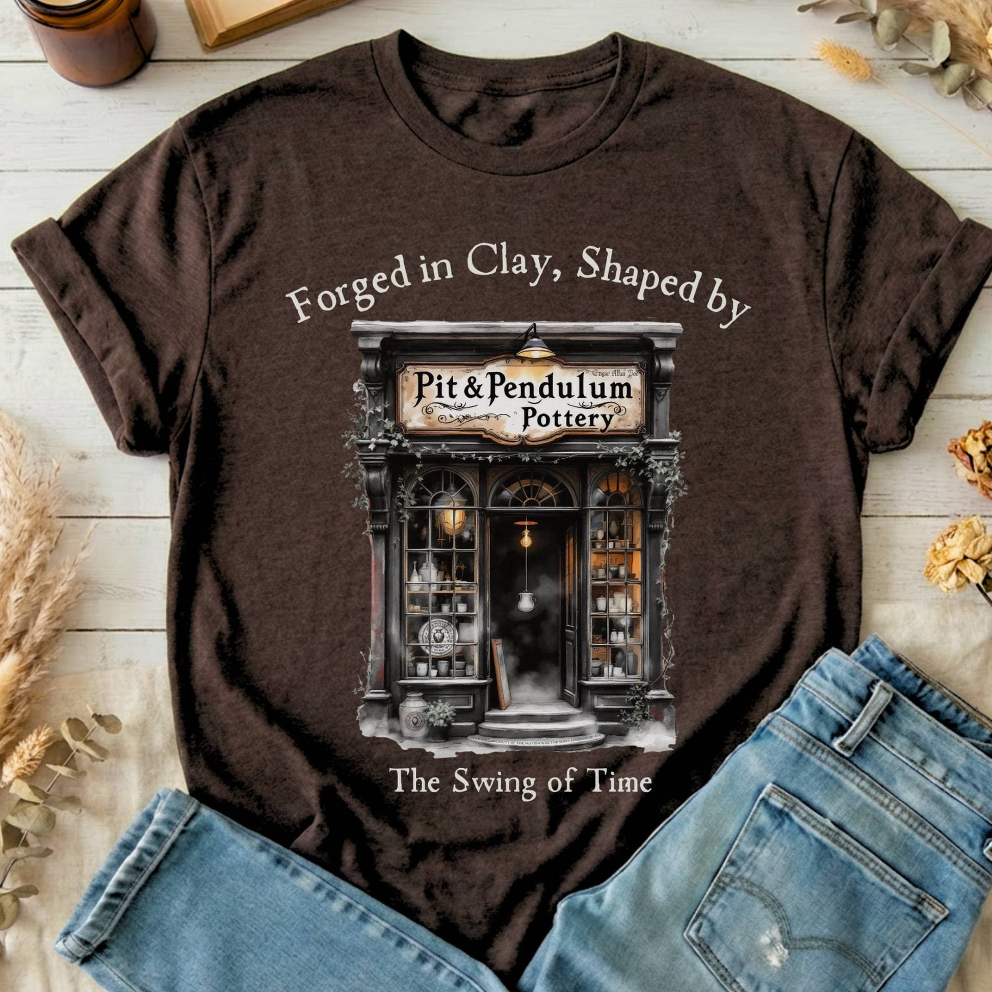 T-Shirt Dark Chocolate / S Pit & Pendulum Pottery Poe T-Shirt The Mystic Eden