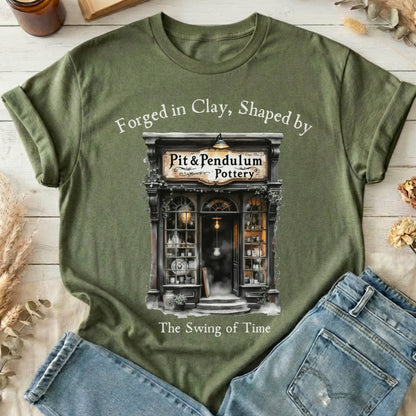 T-Shirt Military Green / S Pit & Pendulum Pottery Poe T-Shirt The Mystic Eden