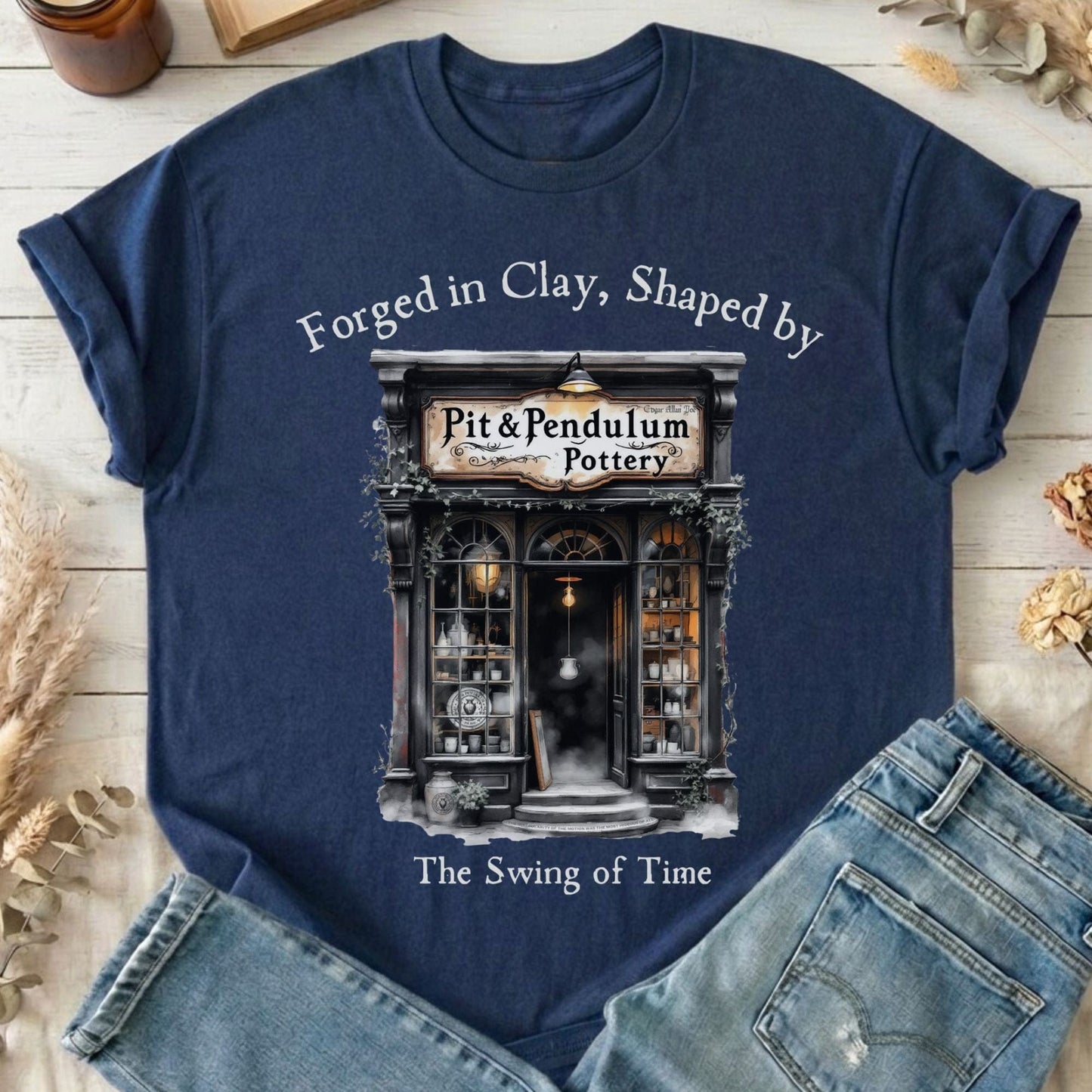T-Shirt Navy / S Pit & Pendulum Pottery Poe T-Shirt The Mystic Eden